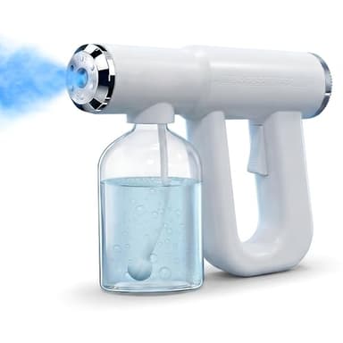 Cordless Disinfectant Fogger Machine with 300ML Tank - 1.5–2M Coverage Portable Barber Spray Gun with 5500 RPM Motor Blue-Light, 1500mAh Battery 55 Minutes Runtime - Handheld Fogger for Home Business