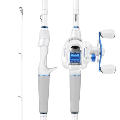 KastKing Centron Lite Baitcasting Fishing Reel Combo 6'0" M Right Handed Reel White