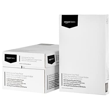 Amazon Basics Multipurpose Copy Printer Paper, 20 lb, 11 x 17 Inches, 5 Reams (2,500 Sheets), 92 Bright White