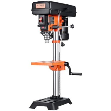 VEVOR Benchtop Drill Press, 3.2 Amp and 5-Speed Adjustable Drill Press with 10 in Swing, Cast Iron Frame, Worktable Tilts 0-45°, Ideal for Drilling Wood & Metal