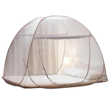 Portable Pop-Up Brown Mosquito Net Tent for Bed, L79 x W71 x H59 inch Large Folding Mosquito Netting with Net Bottom, 2 Entries, Suit for Twin to King Size Bed