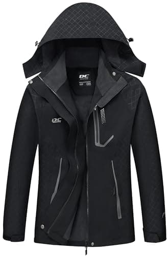 Diamond Candy Women's Lightweight Waterproof Rain Jacket with Hood for Hiking, Travel and Rainy Days Black X-Large