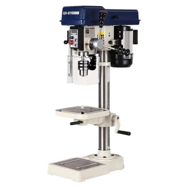 QD-KYOHO 10-Inch Benchtop Drill Press- Variable Speed 50-3000 RPM,Bench Drill Press Cast Iron Table & Base, 6.2-Amp Drill Presses With Laser And LED Work Light ，0.4 kW Variable Frequency Drive (white)