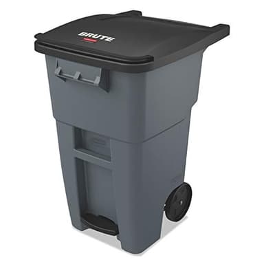 Rubbermaid Commercial Products Brute Step-On Rollout Trash/Garbage Can/Bin with Wheels, 50 GAL, for Restaurants/Hospitals/Offices/Back of House/Warehouses/Home, Gray