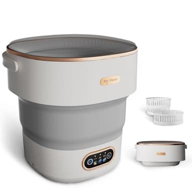 Mini Laundry Machine 16L — Foldable Portable Laundry Machine and Spinner for Baby Clothes, Underwear, Socks; Ideal for Travel, Dorms, Camping