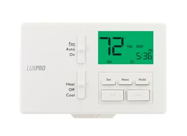 Lux Pro All in One Non Programmable and Programmable Thermostat; 7 and 5/2 Day Settings for Digital Energy Saving; Multi Stage Heating, AC Systems; Easy DIY, P721, 1 Unit, Batteries Included