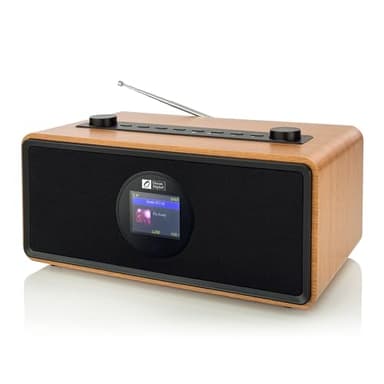 Ocean Digital WR-860 FM Wi-Fi Internet Radio with Stereo Speakers, Alarm Clock, Sleep Timer, Line Out, Aux in, Stress Relief, Relaxation and Sleep Aid, 2.4" Color Display