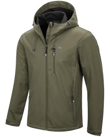 33,000ft Men's Softshell Jacket with Hood Waterproof Windbreaker Lightweight Rain Shell Jacket for Outdoor Hiking Travel