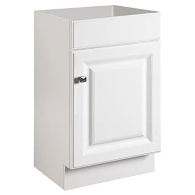 Design House 597112 Wyndham Unassembled Bathroom Vanity Cabinet Without Top, 18 x 16/1 Door, White