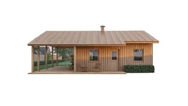 Generic 24x24 Tiny Home Cabin Building Plans - 2 Bedrooms, Living Room, Kitchen, Bath, Porch & Carport - Drawings