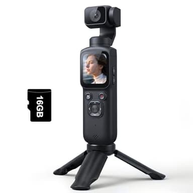 Lmzour 4K Vlogging Camera with 330° Rotating Lens & Face Tracking, Portable Pocket Digital Camera for YouTube TikTok with WiFi, Includes 16GB Card, Tripod & Carrying Bag,Black