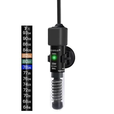 AQUANEAT Aquarium Heater, 25W Small Betta Fish Tank Heater, Mini Preset Water Thermostat with a Thermometer