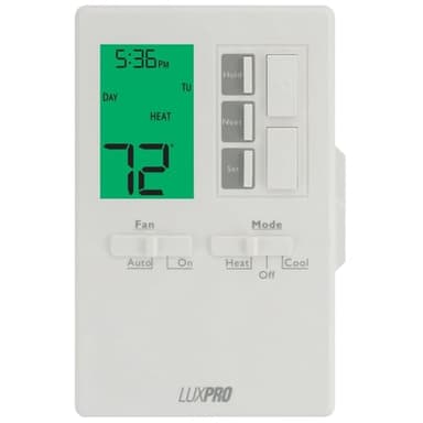 Lux Pro All in One Non Programmable and Programmable Thermostat; 7 and 5/2 Day Settings for Digital Energy Saving; Multi Stage Heating, AC Systems; Easy DIY, P711-Vertical, 1 Unit, Batteries Included