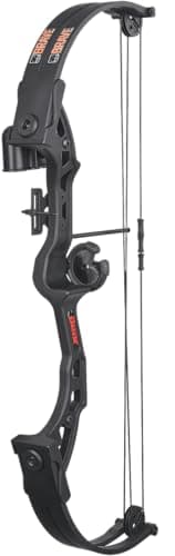 Bear Archery Brave Compound Youth Bow Set, Right Handed, Ages 8-12, Draw Weight up to 25lb, Draw Length up to 19.5", Accessories: Whisker Biscuit Arrow Rest®, Bow Sight & Finger Rollers, Black