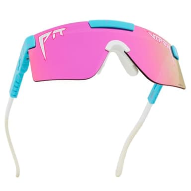 Pit Viper Sunglasses I The Original 2.0 I Regular Fit I HDPV Polarized Lens, Indestructible Frame I Turbo Adjustable for Perfect Fit I Micro Fiber Bag & Retainer Straps I Pink Lens, Light Blue Frame