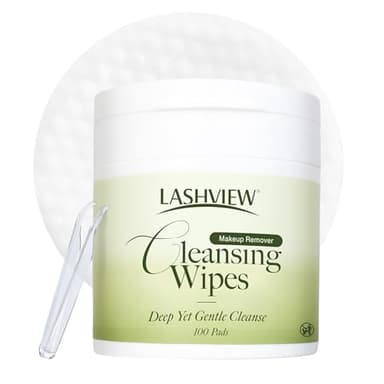 LASHVIEW Makeup Wipes Remover Gentle Eye Makeup Remover Pads Micellar Water Cleansing Wipes, Biodegradable & Oil-Free for Face, Eyes, Sensitive Skin with Applicator, 100ct