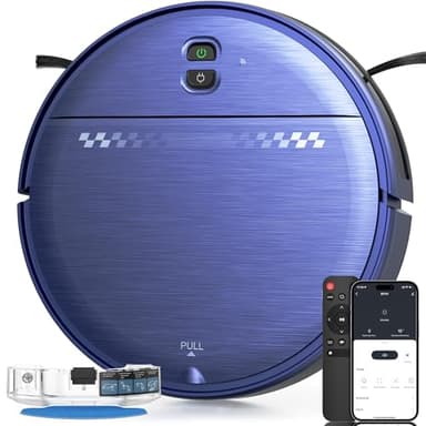 ZC WAS Robot Vacuum and Mop for Pet Hair, 2-in-1 Robot Vacuum Cleaner for Hard Floors&Carpets with 2.87'' Slim Design, Wi-Fi/App/Voice Control, 3D Obstacle Avoidance & Self-Charging