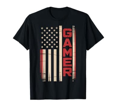 American Flag Funny Gamer Video Games Boys Men Gaming T-Shirt