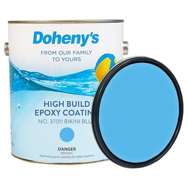 Doheny's Pro-Grade High Build Self-Priming Epoxy Swimming Pool Paint | Formulated for Excellent Stain, Chemical, and Abrasion Resistance | VOC Compliant (Bikini Blue)