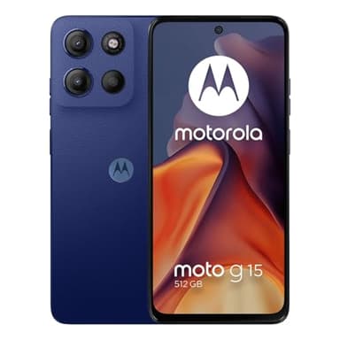 Motorola Moto G15 4G LTE (XT2521-2) 4+512GB Dual Sim | GSM Unlocked | International Model | for T-Mobile, Metro PCS, Mint, Ultra, & Tello - (Blue)