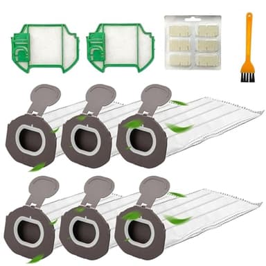10 Pack Accessories Kits for Vorwerk Kobold VK7 FP7 Vacuum Cleaner, Replacement Parts 6 Dust Bags, 2 HEPA Filters, 1 Fragrance Tablets, 1 Cleaning Brush