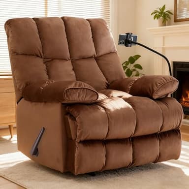 Euthymia Oversized Recliner Chair, Big and Tall Recliner Chairs for Adults 400LBS, Large Recliner Chair, Extra Wide Recliner for Living Room, Brown