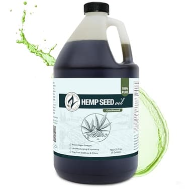Zatural 100% Pure Hemp Seed Oil - Food Grade & Cold Pressed - Virgin Hemp Oil for Cooking, Smoothies, and Salads (1 Gallon)