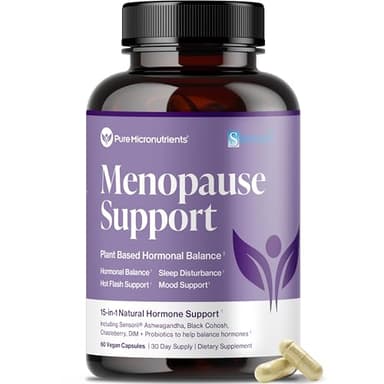 Menopause Supplements for Women - Natural Hormone Balance - Hot Flashes, Night Sweats, Sleep & Mood Support. with Sensoril® Ashwagandha, DIM, Chaste Berry & Black Cohosh Root - 60 Count