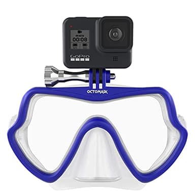 OCTOMASK - Frameless Dive Mask w/Mount for All GoPro Hero Cameras for Scuba Diving, Snorkeling, Freediving (Blue)…