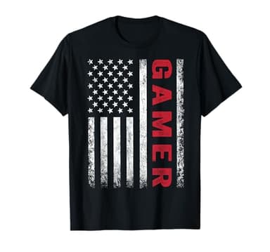 American Flag Funny Gamer Gift Video Games Boys Men Gaming T-Shirt