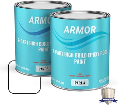 ArmorPoxy Pool Paint 2-Part Epoxy Coating for Concrete, Gunite, Fiberglass, Plaster Pools - Saltwater & Fresh Water Compatible - White (2 Gal)