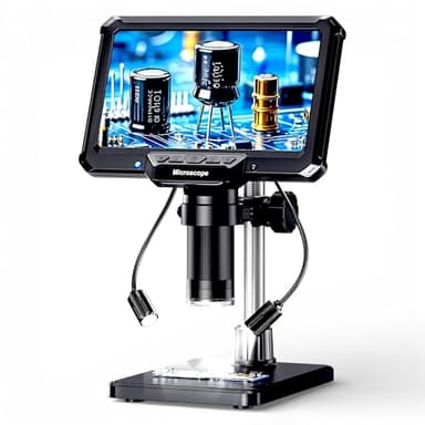 Aikokkl 7" Digital Soldering Microscope with Remote for Electronics Repair, 1200X IPS Screen PCB Magnifier, 16M 1080P USB Output, 2 Gooseneck Side Lights for SMD Microsoldering (MK7)