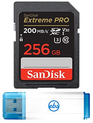 SanDisk 256GB Extreme Pro SDXC UHS-I Memory Card Works with Canon Mirrorless Camera EOS R6 II (SDSDXXY-256G-GN4IN) Class 10 U3 Bundle with 1 Everything But Stromboli 3.0 Micro & SD Card Reader