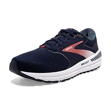 Brooks Men's Beast '20 Supportive Running Shoe - Peacoat/Midnight/Red - 8 X-Wide