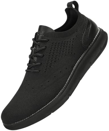 SVNKE Men's Fashion Dress Shoes Casual Oxfords Sneakers Business Breeze Tennis Comfortable Breathable Lightweight Walking All Black 11.5