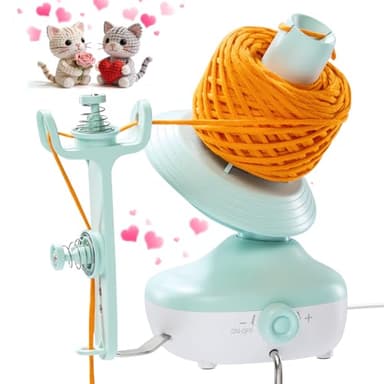 Caydo Electric Yarn Winder, Automatic Yarn Cake Winder with Dual Tension Spring Stepless Speed, Compact 7oz Portable Yarn Winder for Crocheting, Ideal Gift for Crochet Lovers(Mint)