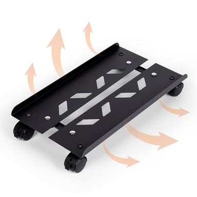 Hovadova Mobile PC Tower Stand, Adjustable Metal Computer Tower Stand, PC Floor Stand with 4 Locking Caster Wheels, CPU Holder for Office,Gamers and Students
