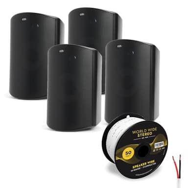 Polk Audio Atrium 8 All Weather Outdoor Loudspeaker Cable Bundle - 8 Pack (Black)