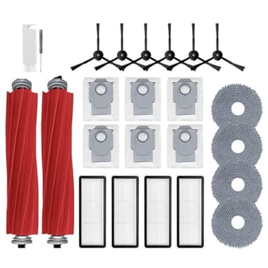 24Pcs Qrevo S Accessories Kit Replacement Compatible with Roborock Qrevo S/Qrevo Plus/Qrevo Pro Robot Vacuum, 2 Main Brush, 4 Mop Cloth Pads, 6 Side Brushes, 4 HEPA Filters,6 Dust Bag, 1 Cleaning Tool