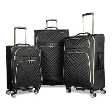 Kenneth Cole REACTION Chelsea Chevron Quilted Luggage, Black, 3-Piece Set (20"/24"/28")