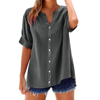 Linen Shirts for Women Big Spring+Sale,Best of Deals Today,Lightning+Deals Today Prime,archived,overstocked Items,Prior Orders Placed by me in 2025,Items with Coupons and Promo Codes Grey Large