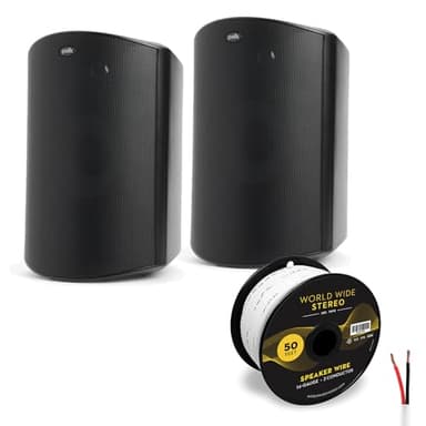 Polk Audio Atrium 8 All Weather Outdoor Loudspeaker Cable Bundle - Pair (Black)