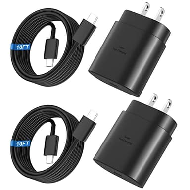 Super Fast Charger Type C, 25W USB C Wall Charger Fast Charging for Samsung Galaxy S26 Ultra/S26/S26+/S25 Ultra/S25/24 Ultra/S24/S23 Ultra/S22 Ultra with 10FT Long Android Type C Charger Cable 2Pack