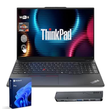Lenovo ThinkPad E16 Gen 2 Business Laptop, 16" FHD+ Touchscreen, AMD Ryzen 7 7735U, 32GB DDR5 RAM, 1TB SSD, HDMI, Type-C, Fingerprint, Backlit KB, Wi-Fi 6, Windows 11 Pro, Bundle w/ 7-in-1 USB-C Hub
