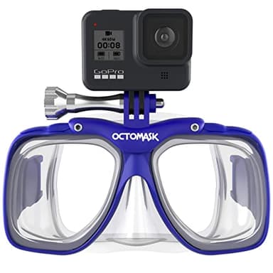 OCTOMASK - Scuba Mask w/Mount for All GoPro Hero Cameras for Scuba Diving, Snorkeling, Freediving (Blue)…