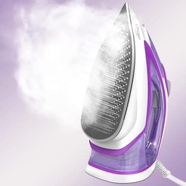 Omaiga Steam Iron for Clothes, 1750W Fast Heating with Powerful Steam, 15.21oz/450ml Large Water Tank, Ceramic Soleplate, Anti-Drip, Self-Cleaning, 3-Way Auto Shut Off for Home Laundry