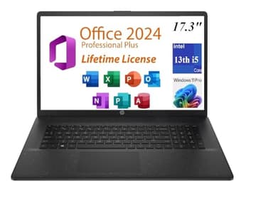 HP 2025 17.3" HD+ Business Laptop, 13th Gen Intel Core i5-1334U (10cores,12 Threads),16GB RAM, 1TB PCiE SSD, Free Lifetime Office 2024, HDMI, WiFi 6, Webcam,Windows 11 Pro, Jet Black