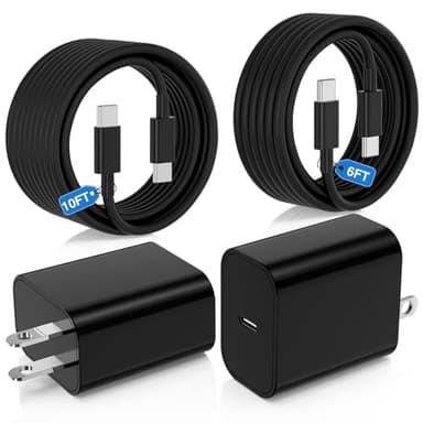 Super Fast Charger Type C for Samsung Galaxy S25/S24/S23 Ultra,USB C Android Phone Charger with 6FT/10FT Type C Cords for Galaxy S25/S24/S23+/S22 Plus/S20,iPhone 17/16/15 Pro Max