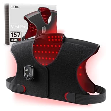 Red Light Therapy for Neck and Shoulder with 157 LEDs, Wireless 660nm & 850nm Infrared Red Light Therapy Neck and Shoulder Heating Pad, 5-Level Light Intensities & 3-Level Pulse Wearable Wrap