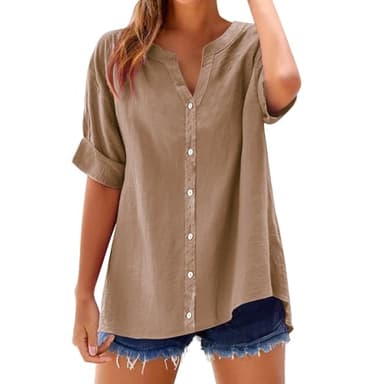 Linen Tops for Women Big Spring+Sale,Prime Sale,Deals of The+Day,Where are My+Orders Placed Recently by me,Open Box Deals Clearance,Codes and promos,Limited of time Deals Khaki 3X-Large